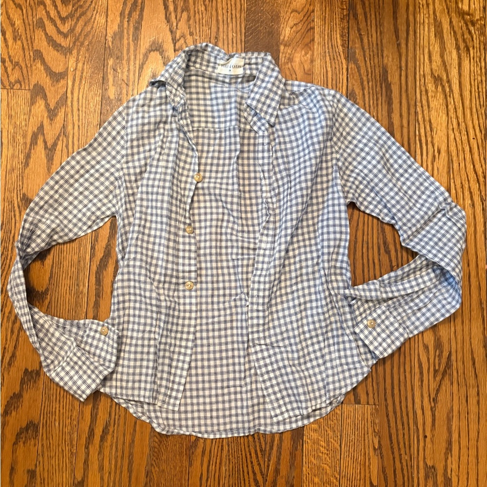 Women’s Light Blue Gingham Button-Down Shirt